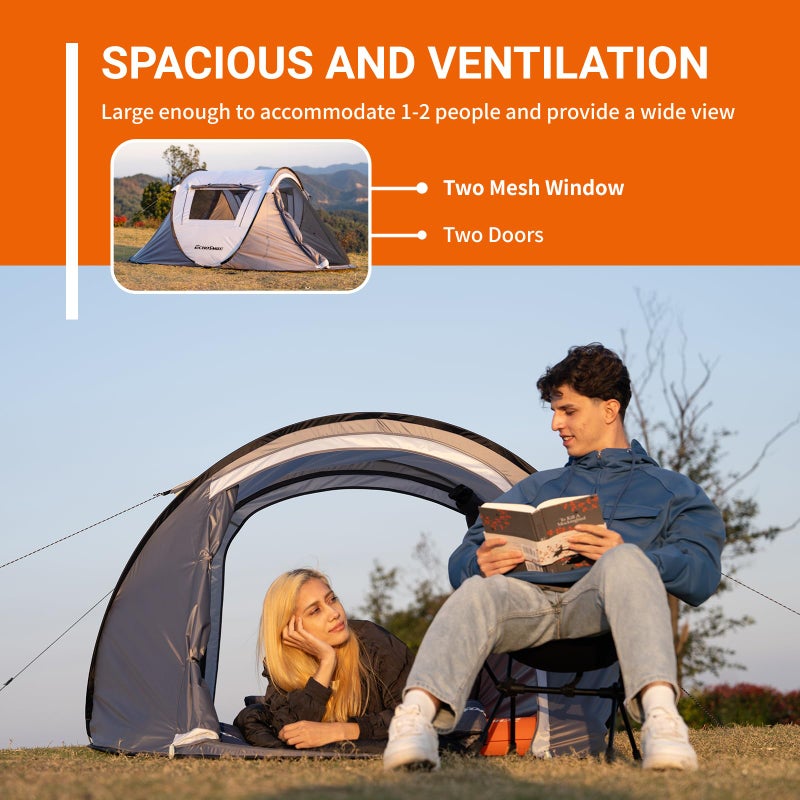 EchoSmile Instant Pop Up Camping Tent, 2/4/6 Person, Easy Setup Tent, Water Resistant Dome, Portable with Carry Bag - Image 2